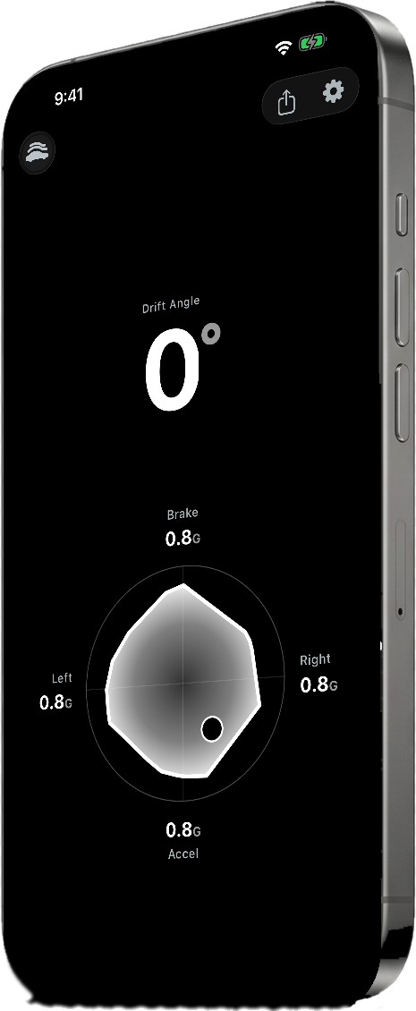 Grip running on an iPhone, live grip envelope in amber